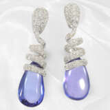 Stud earrings: modern, like new tanzanite diamond stud earri… - фото 1