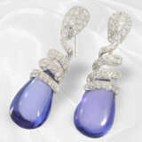 Stud earrings: modern, like new tanzanite diamond stud earri… - фото 2