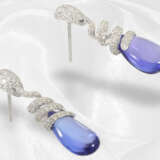 Stud earrings: modern, like new tanzanite diamond stud earri… - фото 3