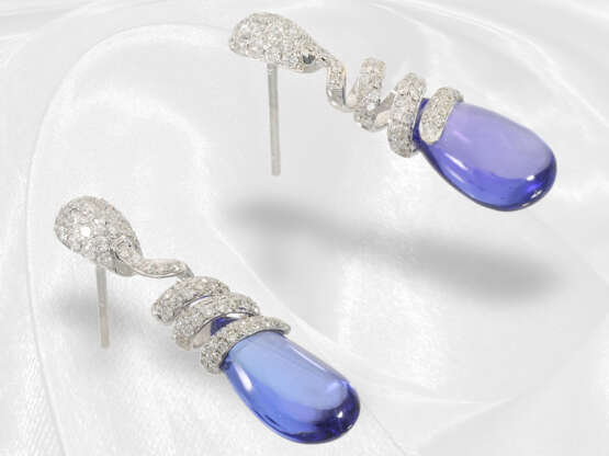Stud earrings: modern, like new tanzanite diamond stud earri… - photo 3