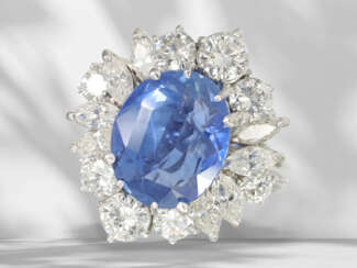 Ring: impressive brilliant-cut diamond/diamond gold ring wit…