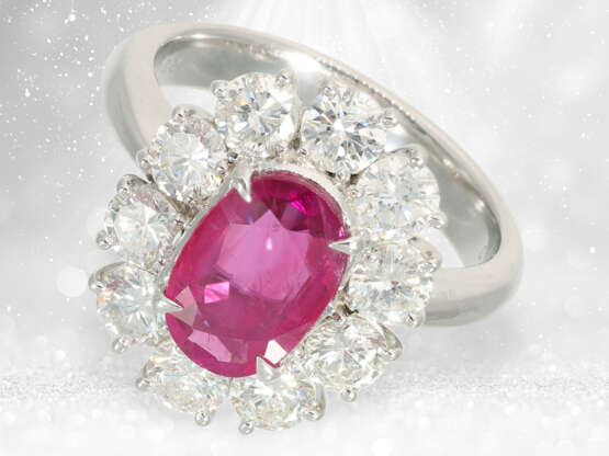 Ring: extremely exclusive platinum ring with certified Burma… - photo 3