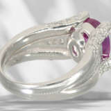 Ring: extremely valuable ruby/diamond ring, platinum, certif… - фото 7