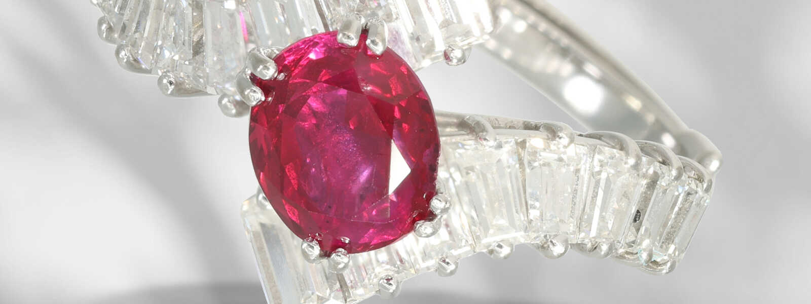 Exclusive ruby/diamond goldsmith ring, ultra-fine carmine re…