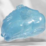 Exceptionally large, carved aquamarine "lying horse" motif… - фото 3