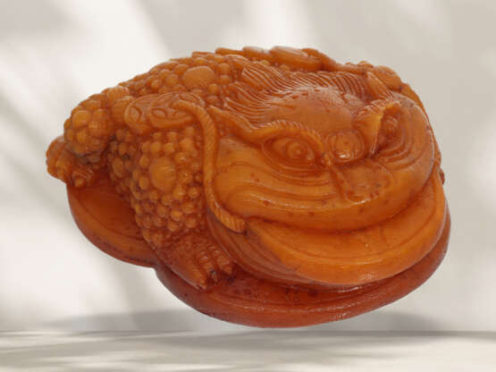 Figure/carving: Asian teak/amber carving, "Money frog/Feng S… - photo 1