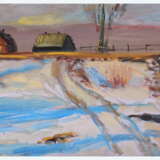 “At the end of winter” Cardboard Oil paint Impressionist Landscape painting 2019 - photo 2