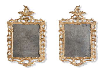 A PAIR OF GEORGE II GILTWOOD MIRRORS