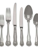 A GEORGE IV SILVER FLATWARE SERVICE