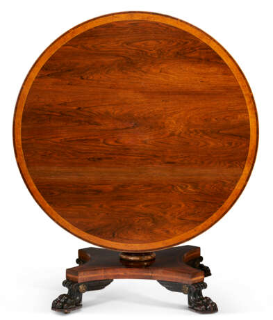 A REGENCY ORMOLU-MOUNTED, ROSEWOOD, AMBOYNA, ROSEWOOD-GRAINED, AND PARCEL-EBONIZED CENTER TABLE - фото 4
