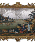Exportation chinoise. A CHINESE EXPORT REVERSE-PAINTED MIRROR