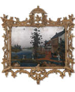 Mirror glass. A CHINESE EXPORT REVERSE-PAINTED MIRROR