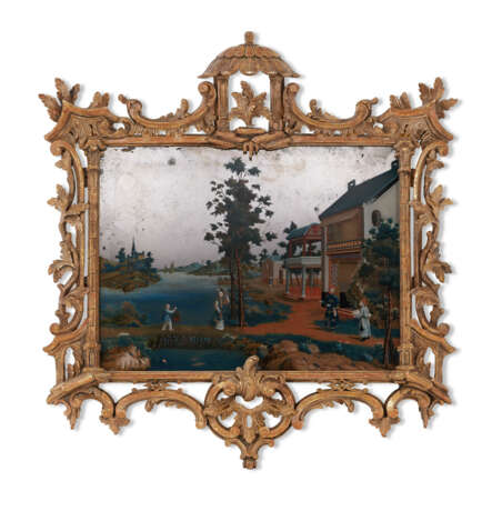 A CHINESE EXPORT REVERSE-PAINTED MIRROR - photo 1