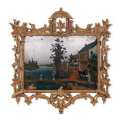 A CHINESE EXPORT REVERSE-PAINTED MIRROR