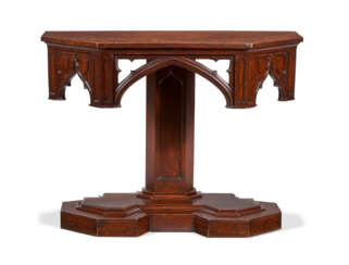 A VICTORIAN GOTHIC-REVIVAL OAK SIDE TABLE