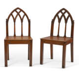 A PAIR OF VICTORIAN OAK 'GOTHICK' HALL CHAIRS - photo 1