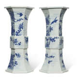 A PAIR OF CHINESE PORCELAIN BLUE AND WHITE HEXAGONAL GU-FORM VASES - photo 3