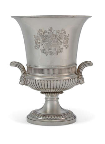 A SILVER TWO-HANDLED SMALL WINE COOLER - фото 1