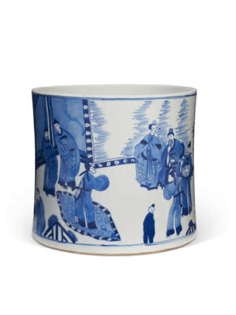 A CHINESE PORCELAIN BLUE AND WHITE CACHE POT - Foto 1