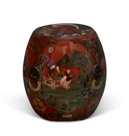 A CHINESE POLYCHROME-DECORATED WOOD GARDEN SEAT - photo 5