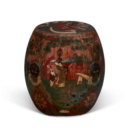 A CHINESE POLYCHROME-DECORATED WOOD GARDEN SEAT - photo 6