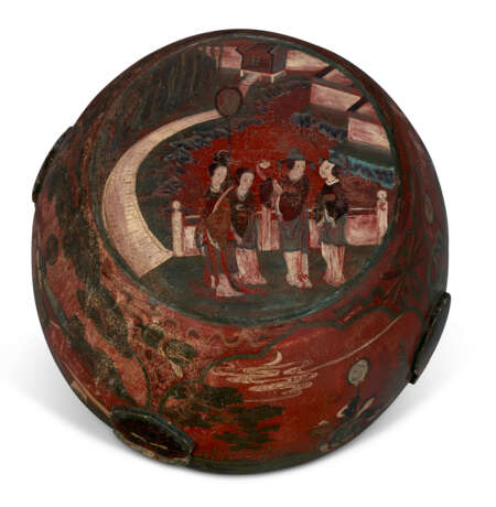 A CHINESE POLYCHROME-DECORATED WOOD GARDEN SEAT - Foto 7