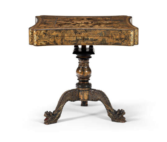 A CHINESE EXPORT BLACK-AND-GILT LACQUER GAMES TABLE - фото 9