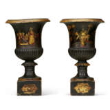 A PAIR OF REGENCY BLACK AND GILT-JAPANNED FRUITWOOD URNS - фото 2