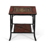 A LACQUER INSET GILT, BLACK AND RED PAINTED TWO-TIER SIDE TABLE - фото 3