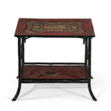 A LACQUER INSET GILT, BLACK AND RED PAINTED TWO-TIER SIDE TABLE - фото 5