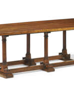 Oak wood. AN ENGLISH GOTHIC-REVIVAL OAK REFECTORY TABLE