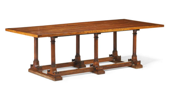 AN ENGLISH GOTHIC-REVIVAL OAK REFECTORY TABLE - photo 1