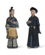 Figure. A PAIR OF CHINESE EXPORT POLYCHROME-DECORATED NODDING HEAD FIGURES