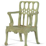 A GEORGE III STYLE GREEN-PAINTED ARMCHAIR - photo 1