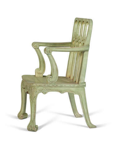 A GEORGE III STYLE GREEN-PAINTED ARMCHAIR - Foto 2