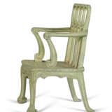 A GEORGE III STYLE GREEN-PAINTED ARMCHAIR - фото 2