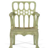 A GEORGE III STYLE GREEN-PAINTED ARMCHAIR - photo 3