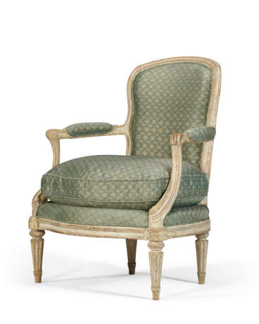 A LOUIS XVI CREAM-PAINTED BEECHWOOD FAUTEUIL - фото 1