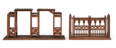 TWO ARCHITECTURAL MODELS OF AN ARBOR AND A GATEWAY