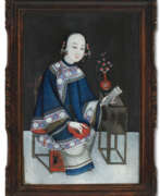 Qing Dynasty. A CHINESE EXPORT REVERSE-PAINTED MIRROR