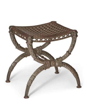 A FRENCH CAST-IRON 'CURULE' STOOL - photo 1