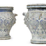 A PAIR OF FRENCH WHITE AND BLUE-PAINTED CAST-IRON JARDINIERES - photo 1