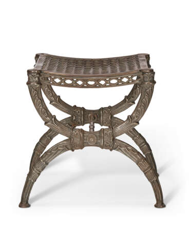 A FRENCH CAST-IRON 'CURULE' STOOL - photo 2