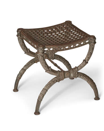 A FRENCH CAST-IRON 'CURULE' STOOL - photo 5