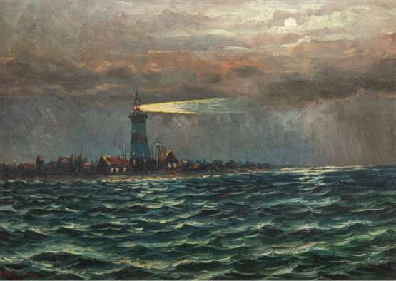 Marx, Alf. "Küstenlandschaft mit Leuchtturm", Öl/ Mp., sign. u.l. und dat. 1920, 52x71,5 cm, Rahmen - photo 1