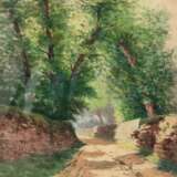 Wachenhusen, Friedrich (1859 Schwerin-1925 Schwerin) "Sommerlicher Landweg", Aquarell, sign. u.l., 53x36 cm, im Passepartout hinter Glas und Rahmen (Studium in Karlsruhe, Berlin und Weimar, tätig ebd., auf Sylt… - photo 1