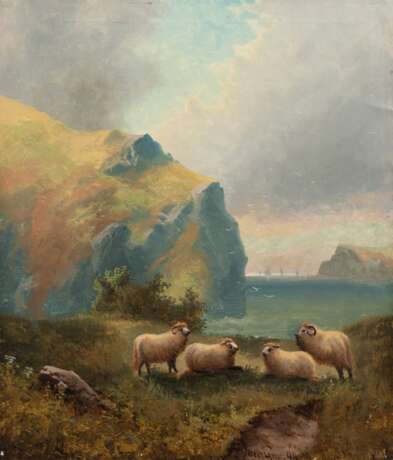 Gray, Cedric (Britischer Maler 19. Jh.) "Berglandschaft mit weidenden Schafen", Öl/ Lw., sign. u.r. und dat. ´44, 77x63, ungerahmt - photo 1