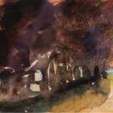 Hinrichs, Carl (1903 Nürnberg-1990 Schwerin) "Katen im Sonnenuntergang", Aquarell, monogr. u.r., 9,5x14 cm, im Passepartout hinter Glas und Rahmen (Landschafts- und Stillebenmaler, Ehrenbürger der Stadt… - photo 1