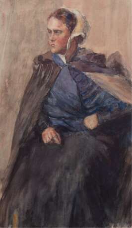 Maler Ende 19. Jh. "Frauenporträt", Aquarell, unsign., 40x23 cm, im Passepartout hinter Glas und Rahmen - photo 1