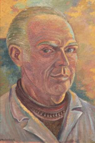 Rutenbeck, Harry (1938 Schwaan- ?) "Selbstporträt", Öl/ Hartfaser, sign. u.l., 60x40 cm, Rahmen (H. Rutenbeck gehörte zu den teilweise in Schwaan ansässigen malenden Laienschaffenden. Er erhielt in seinen junge… - фото 1